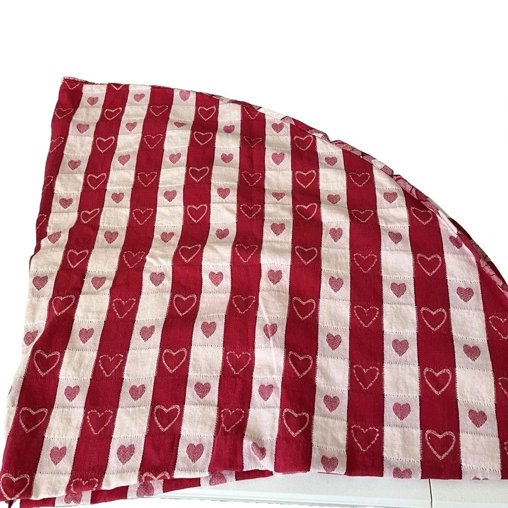Vtg Avon Fashions Red Heart Round Tablecloth fabric 100% cotton 58